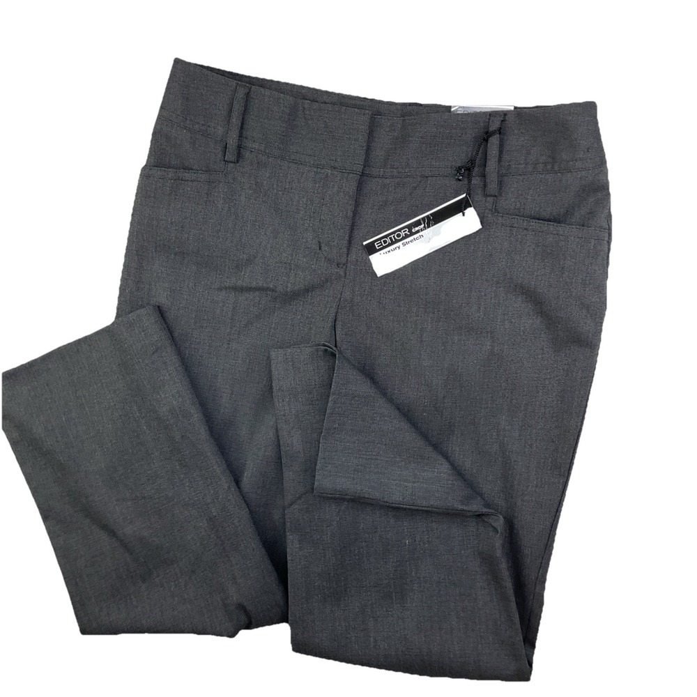 Express Editor Crop Pants Women Sz 0 Low Rise Straight Gray Career Y2K Stretch